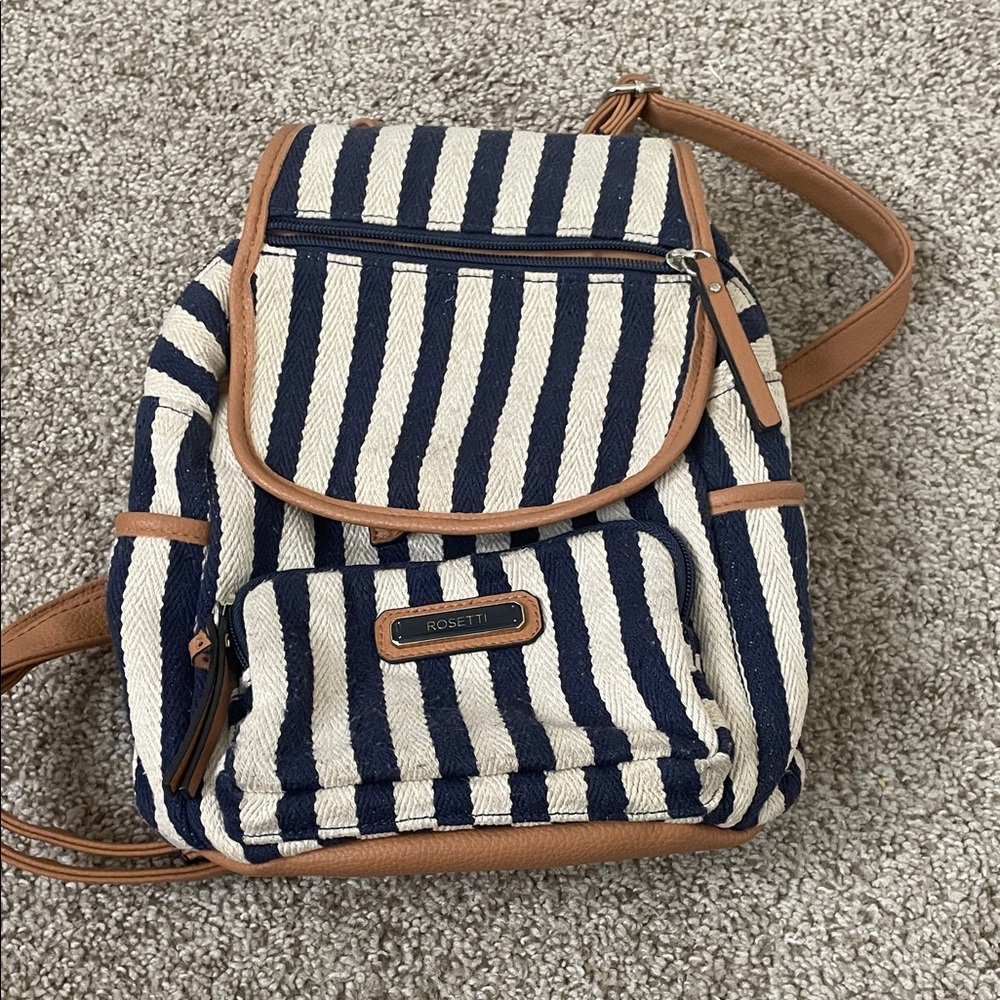 Rosetti Striped Backpack in Navy and Cream